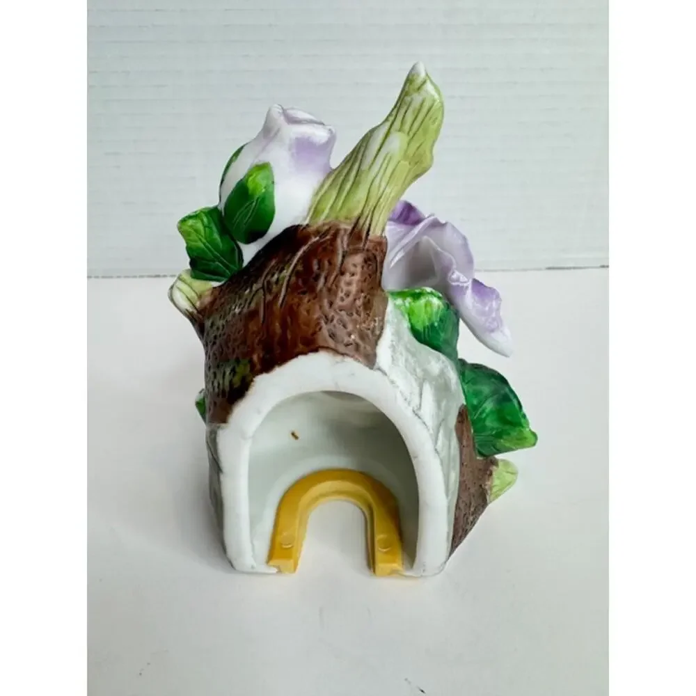 Vintage Porcelain Purple Iris Night Light Cover Floral Cottagecore Decor 4.5